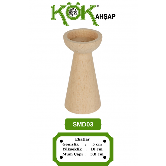 SMD03-10 Ahşap Şamdan