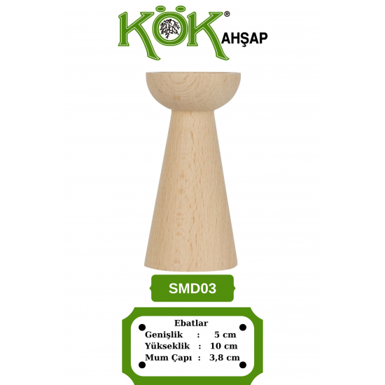 SMD03-10 Ahşap Şamdan