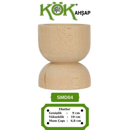 SMD04-10 Ahşap Şamdan