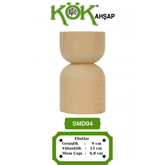 SMD04-15 Ahşap Şamdan