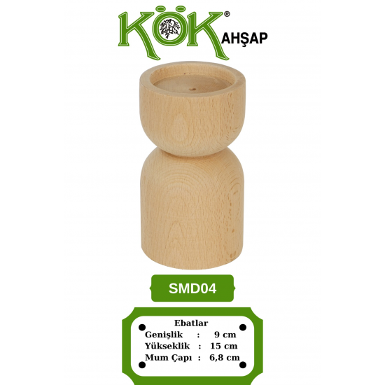SMD04-15 Ahşap Şamdan