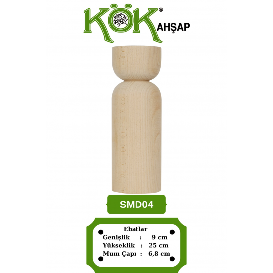 SMD04-25 Ahşap Şamdan