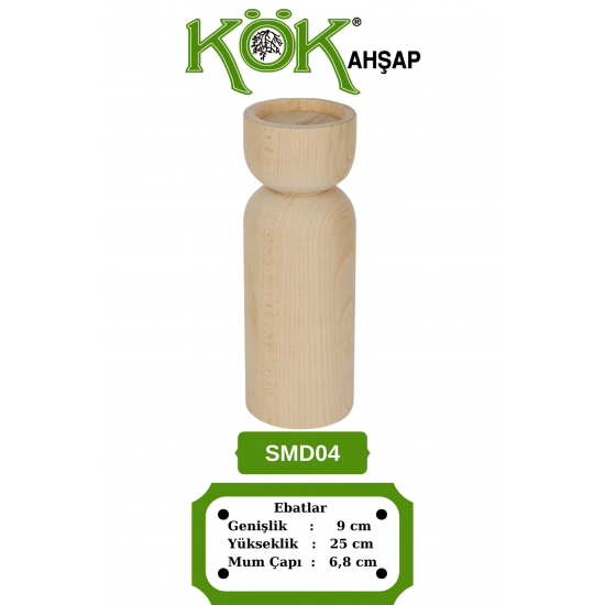 SMD04-25 Ahşap Şamdan