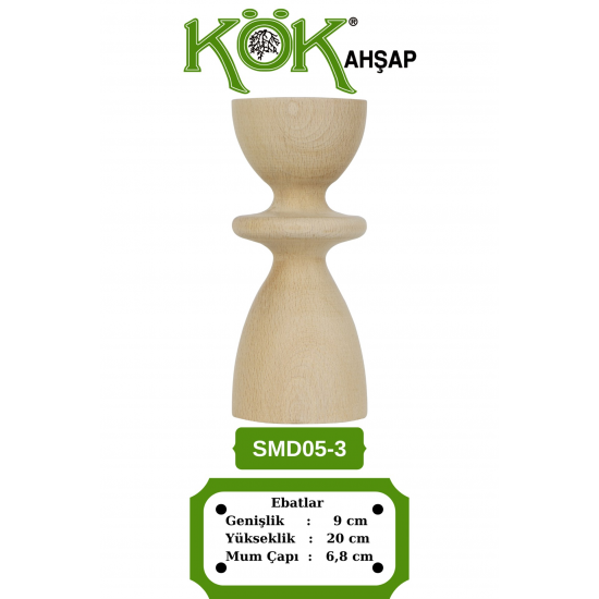SMD05-3 Ahşap Şamdan