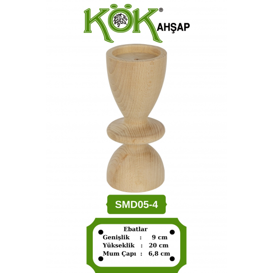 SMD05-4 Ahşap Şamdan