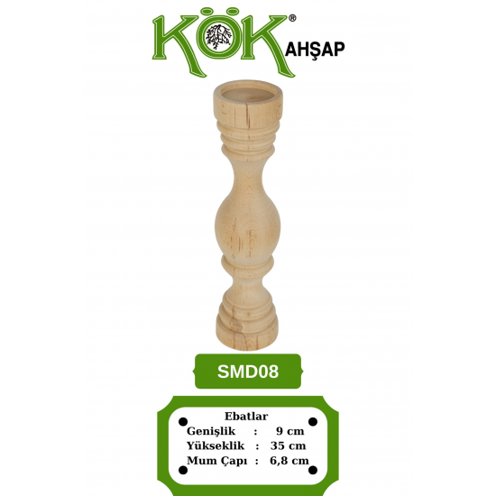 SMD08-35 Ahşap Şamdan