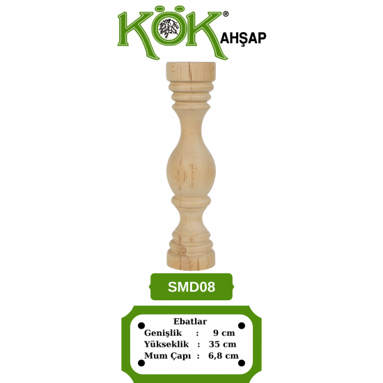 SMD08-35 Ahşap Şamdan
