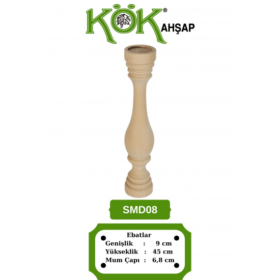 SMD08-45 Ahşap Şamdan