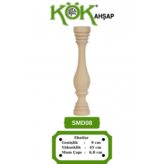 SMD08-45 Ahşap Şamdan