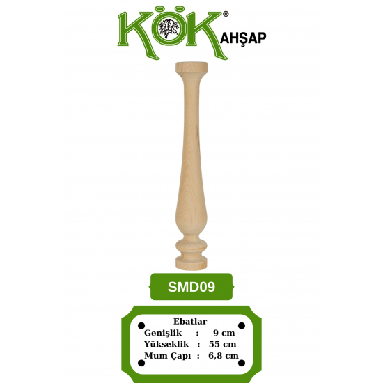 SMD09-55 Ahşap Şamdan