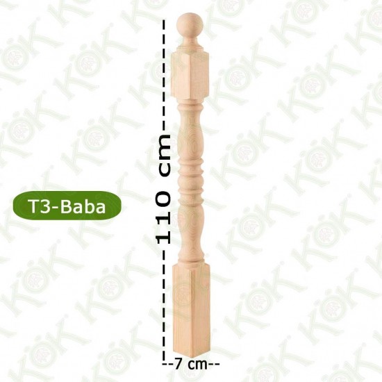 T3 Merdiven Babası Trabzan Modeli 7*7*110 Cm Çam