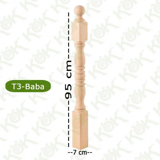 T3 Merdiven Babası Trabzan Modeli 7*7*95 Cm Çam