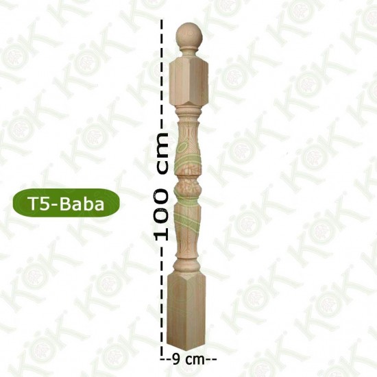 T5 Merdiven Babası Klasik Model Fitilli 9*9*100 Cm Çam