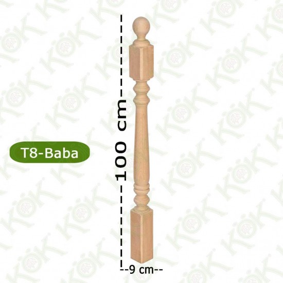 T8 Merdiven Babası Klasik Model Fitilli 9*9*100 Cm Çam