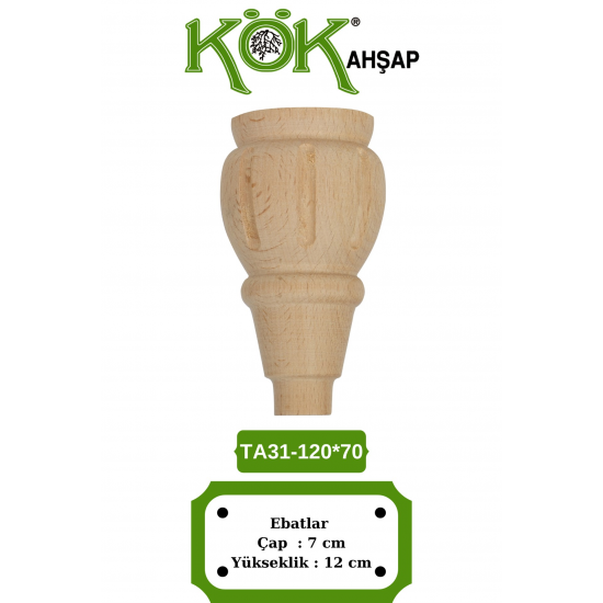 TA31-120-70 Ahşap Torna Konik Koltuk Ayağı