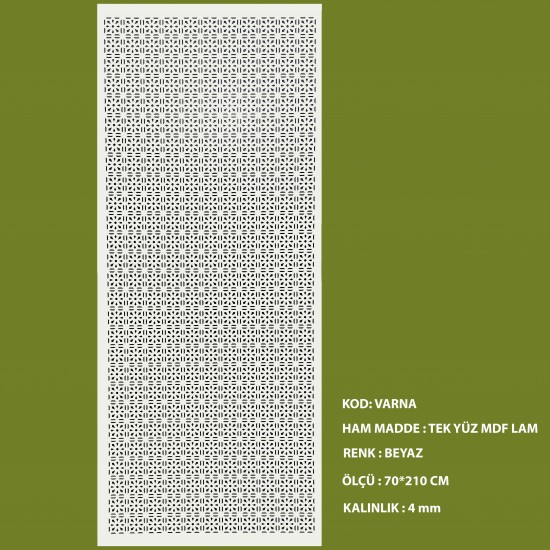 Mdf Seperatör 4 mm Varna Beyaz